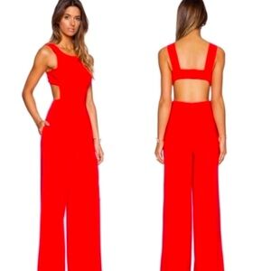 BCBGMAXAZRIA red jumpsuit, wide leg, perfect condition worn once mint condition